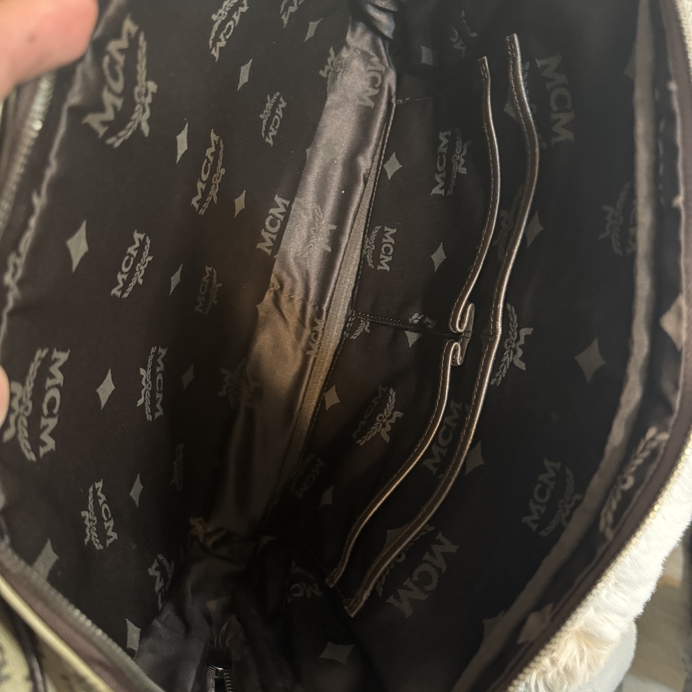 MCM Tan and Brown Logo Messenger Bag - Picture 5 of 6